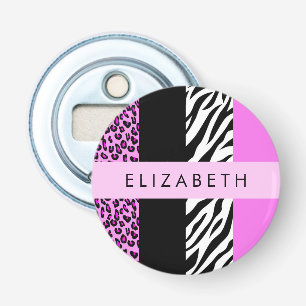 Leopard Print, Zebra Print, Pink, Your Name Bottle Opener
