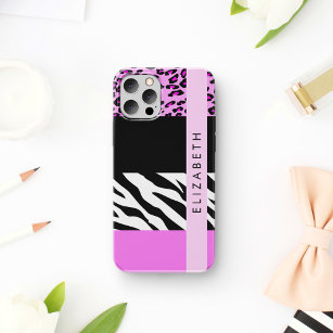 Leopard Print, Zebra Print, Pink, Your Name Case-Mate iPhone Case