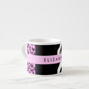 Leopard Print, Zebra Print, Pink, Your Name Espresso Cup