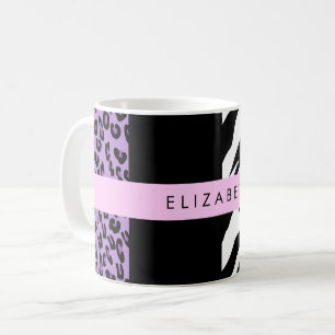 Leopard Print, Zebra Print, Purple, Your Name Coffee Mug