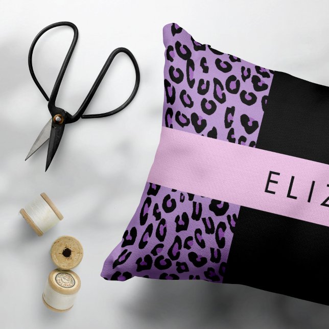 Leopard Print, Zebra Print, Purple, Your Name Decorative Cushion (Creator Uploaded)