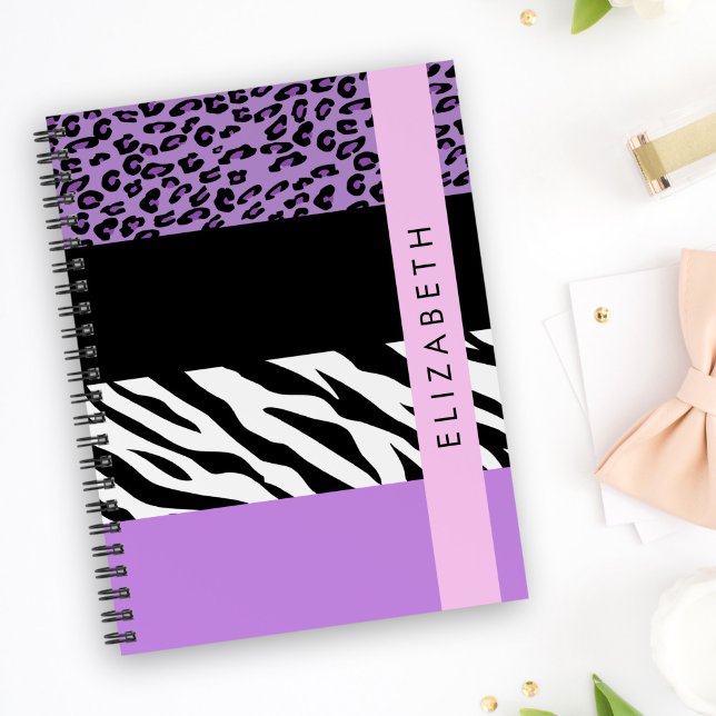 Leopard Print, Zebra Print, Purple, Your Name Notebook (Creator Uploaded)