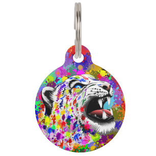 Leopard Psychedelic Paint Splats Round_Pet_Tags Pet Tag