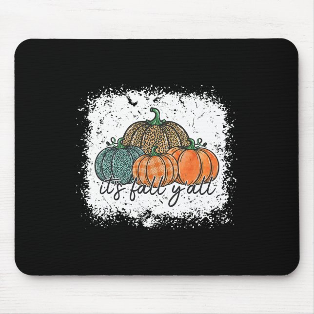 Leopard Pumpkin Autumn Its Fall Yall Thanksgiving  Mouse Mat (Front)