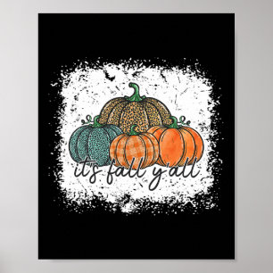 Leopard Pumpkin Autumn Its Fall Yall Thanksgiving Poster