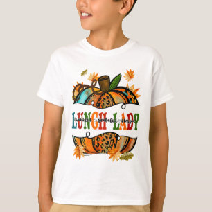Leopard Pumpkin Fall Autumn Thanksgiving Lunch Lad T-Shirt
