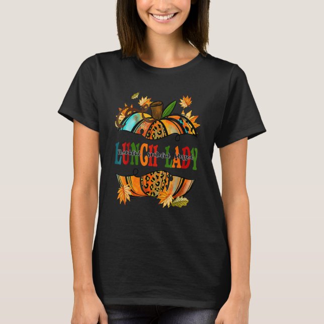 Leopard Pumpkin Fall Autumn Thanksgiving Lunch Lad T-Shirt (Front)