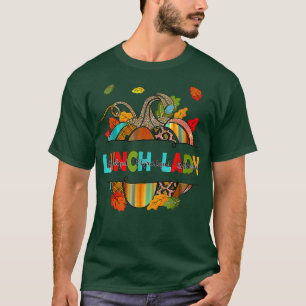 Leopard Pumpkin Fall Autumn Thanksgiving Lunch Lad T-Shirt