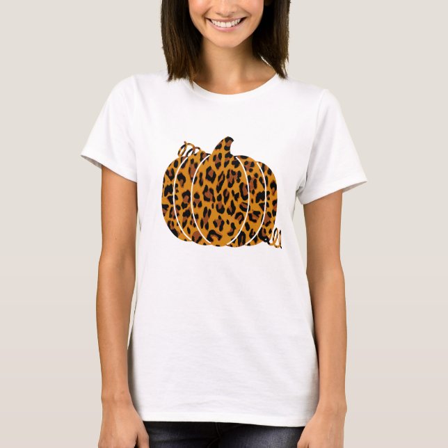 Leopard Pumpkin / Fall Season T-Shirt (Front)