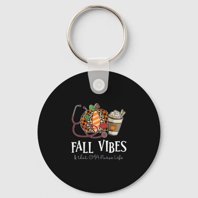 Leopard Pumpkin Fall Vibes And That Cma Nurse Life Key Ring (Front)
