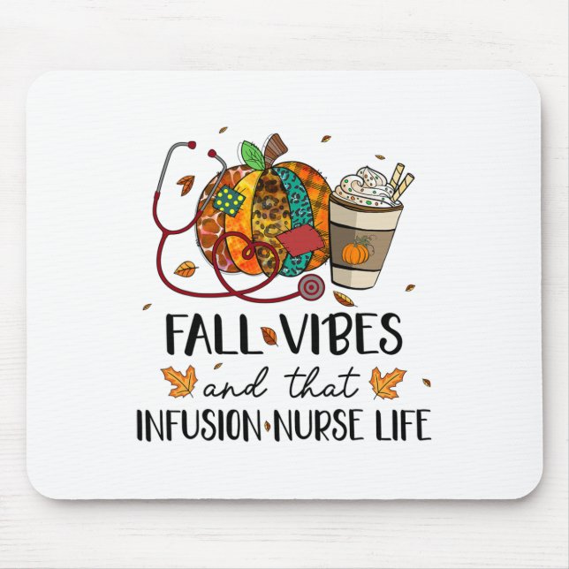 Leopard Pumpkin Fall Vibes And That Infusion Nurse Mouse Mat (Front)