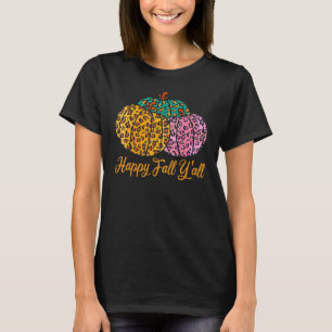 Leopard Pumpkin Happy Fall Yall Autumn Pumpkin Sea T-Shirt