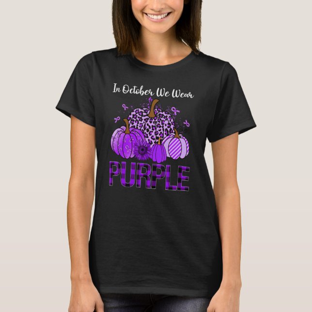 Leopard Pumpkin In October We Wear Purple Domestic T-Shirt (Front)