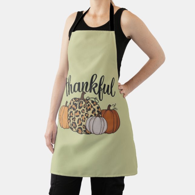 Leopard Pumpkin Season Thanksgiving Halloween Fall Apron (Insitu)