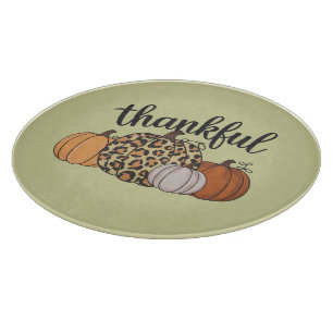 Leopard Pumpkin Season Thanksgiving Halloween Fall Cutting Board