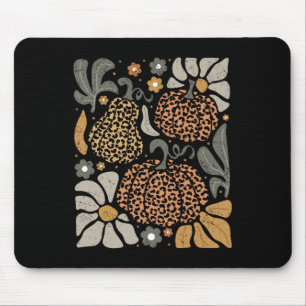 Leopard Pumpkin With Flowers Boho Floral Thanksgiv Mouse Mat