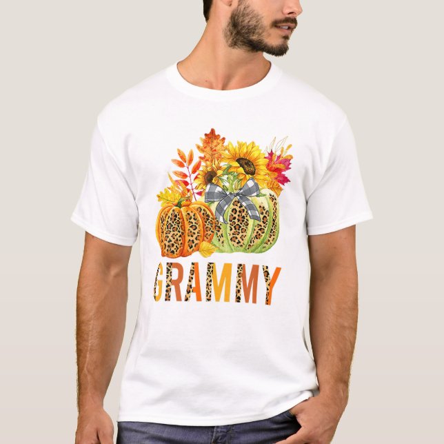 Leopard Pumpkins Grammy Fall T-Shirt (Front)