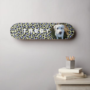 Leopard Purple Black Dog Photo Personalised Skateboard