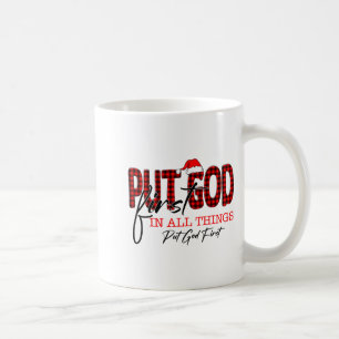 Leopard Put God First In All Things Santa Hat Xmas Coffee Mug