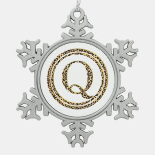 Leopard Q Snowflake Pewter Christmas Ornament