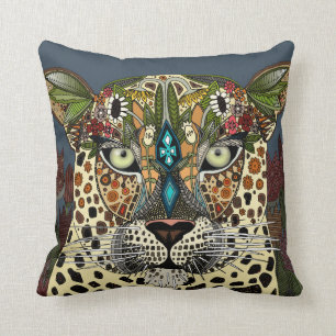 leopard queen blue cushion