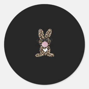 Leopard Rabbit Bunny Blowing Bubble Gum Easter Day Classic Round Sticker