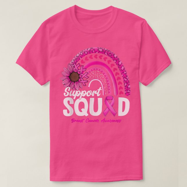 Leopard Rainboow Support Squad Breast Cancer Aware T-Shirt (Design Front)