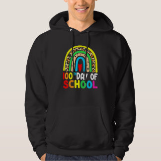 Leopard Rainbow 100 Days Of School 100th Day Teach Hoodie