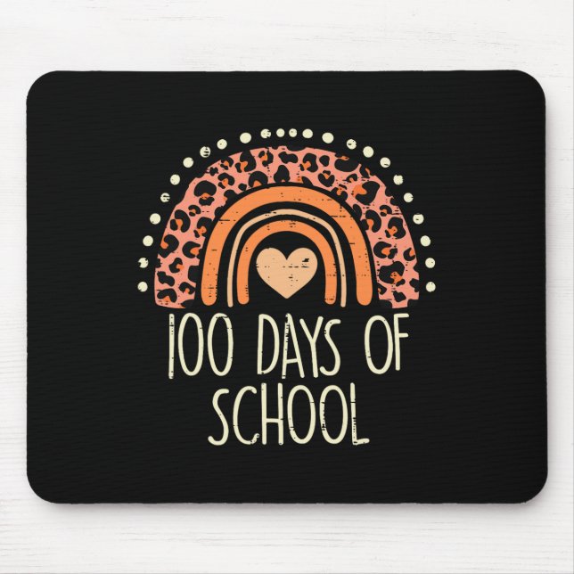 Leopard Rainbow 100 Days School Cute 100th Day Tea Mouse Mat (Front)