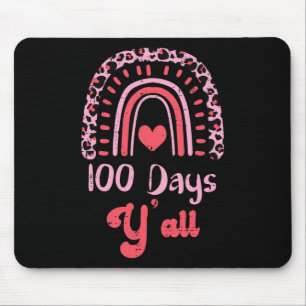 Leopard Rainbow 100 Days Yall 100th Day School Tea Mouse Mat