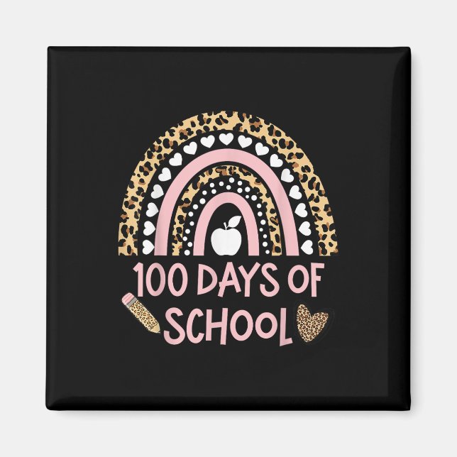 Leopard Rainbow 100th Day Of School, 100 Day Of Sc Magnet (Front)