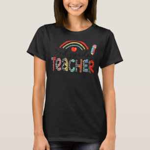Leopard Rainbow 3rd Grade Teacher Back To School T-Shirt