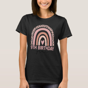 Leopard Rainbow 9th Birthday Girl 9 Year Old T-Shirt