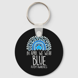 Leopard Rainbow April We Wear Blue Autism Awarenes Key Ring