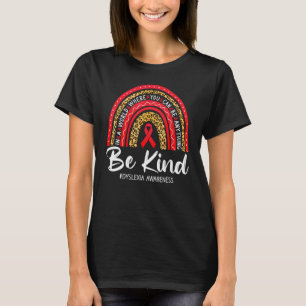 Leopard Rainbow Be Kind Red Ribbon Dyslexia Awaren T-Shirt