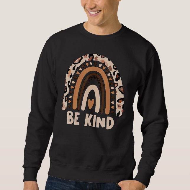 Leopard Rainbow Be Kind We Wear Orange For Unity D Sweatshirt (Front)