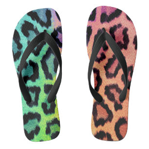 leopard rainbow bg flip flops