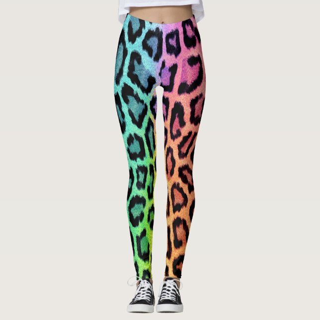 leopard rainbow bg leggings (Front)
