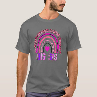 Leopard Rainbow Big Sis Sister Mother's Day Mama M T-Shirt