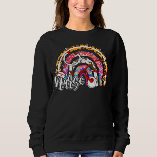 Leopard Rainbow Boho Nurse Stethoscope Medical Hea Sweatshirt