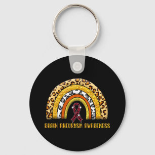 Leopard Rainbow Brain Aneurysm Warrior Key Ring
