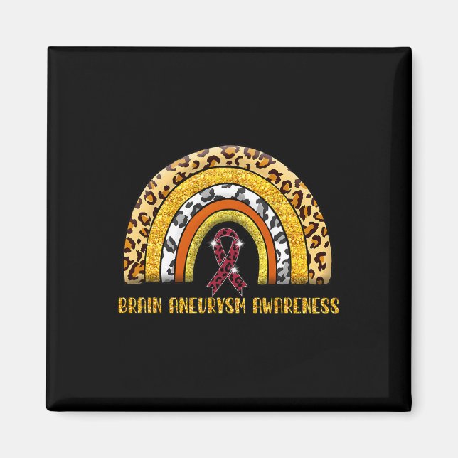 Leopard Rainbow Brain Aneurysm Warrior  Magnet (Front)
