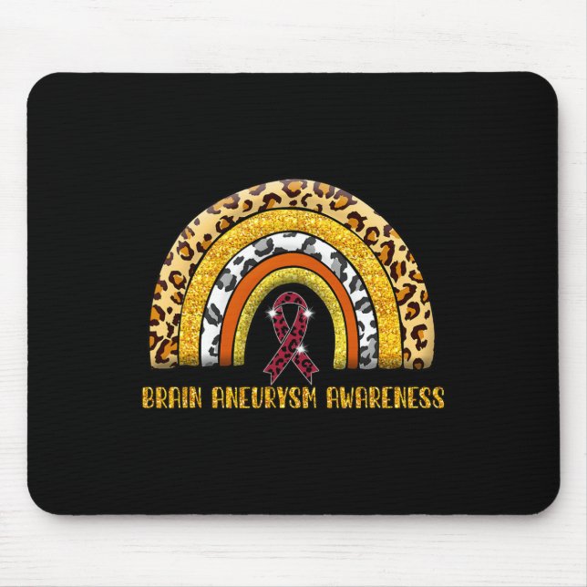 Leopard Rainbow Brain Aneurysm Warrior  Mouse Mat (Front)