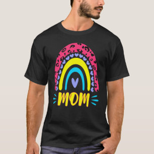 Leopard Rainbow Cheetah Print Mommy Graphic Mom Li T-Shirt