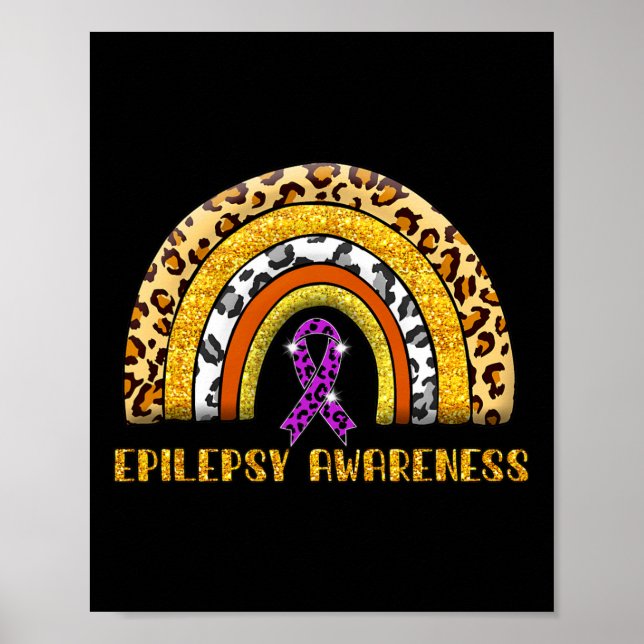 Leopard Rainbow Epilepsy Warrior Epilepsy Awarenes Poster (Front)