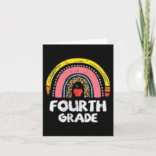 Leopard Rainbow Fourth Grade 4th First Day School  Card