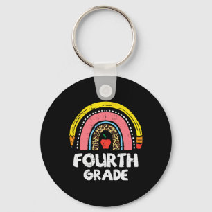 Leopard Rainbow Fourth Grade 4th First Day School  Key Ring