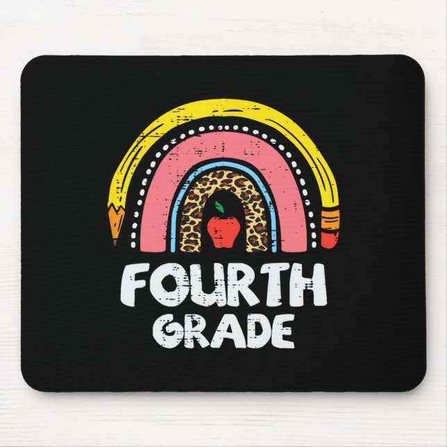 Leopard Rainbow Fourth Grade 4th First Day School  Mouse Mat (Front)