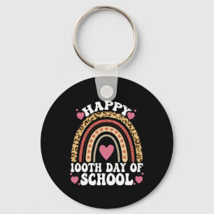 Leopard Rainbow Happy 100th Day School Cute 100 Da Key Ring