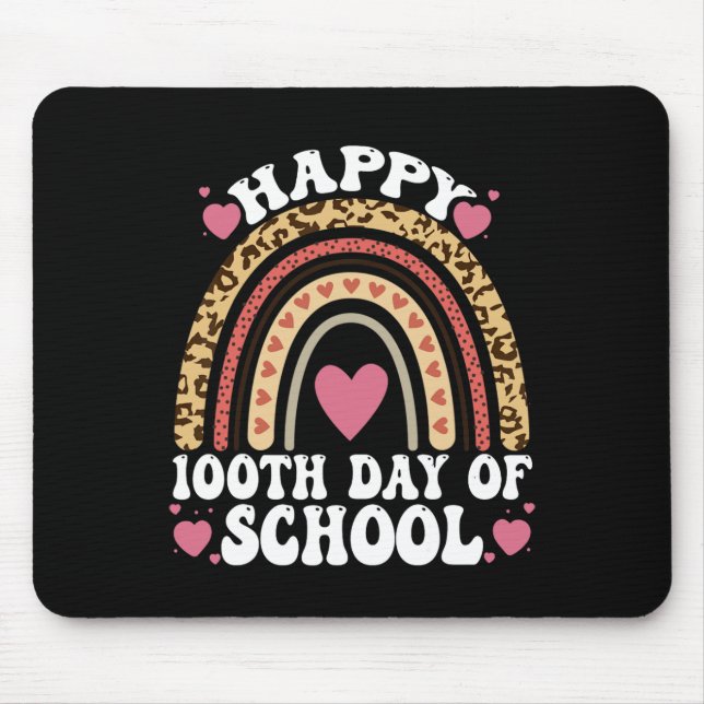 Leopard Rainbow Happy 100th Day School Cute 100 Da Mouse Mat (Front)
